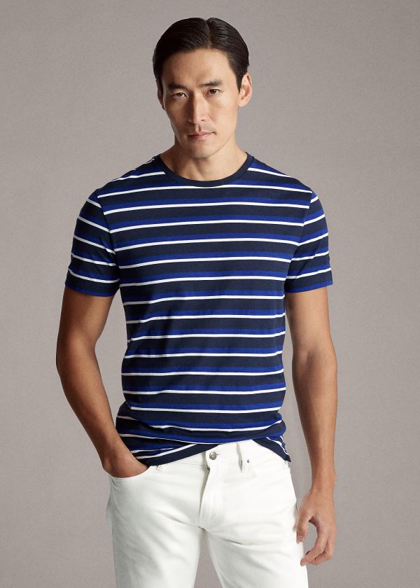 Playeras Ralph Lauren Hombre Azul Marino Multicolor - Striped Lisle - EAOPI2958